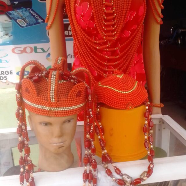 Traditional dressing and beads available for sale at ikorodu