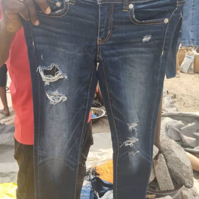 Crazy pensil Jean for sale at under bridge trade fair