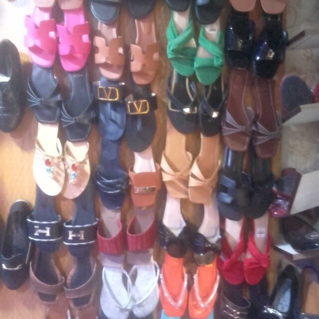 Ladies footwear is available for sale at yaba market Lagos state