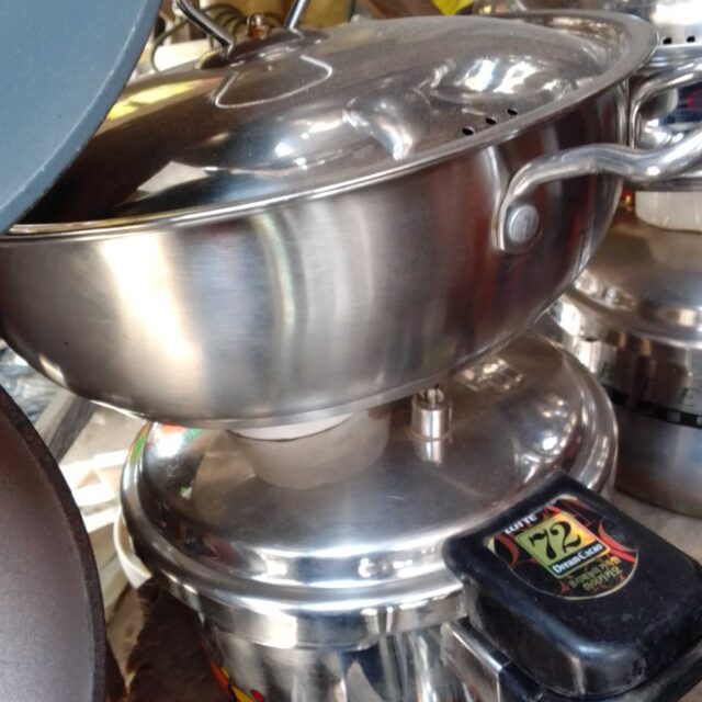 Stainless steel pot for sale at Alaba international market