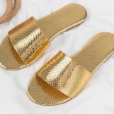 Ladies golden slippers for sale at ikorodu