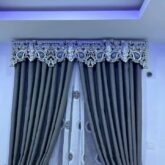 Curtains and blinds for sell in trade fair market