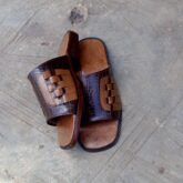 Handmade leather slippers for sale at ikorodu