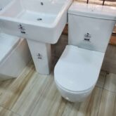 Bathroom bath and mixer tap and water closet