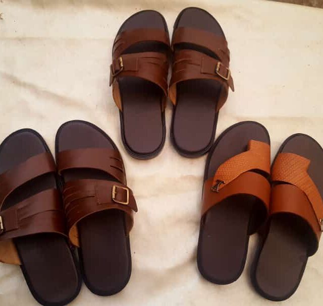 Handmade palm slippers for sale at ikorodu