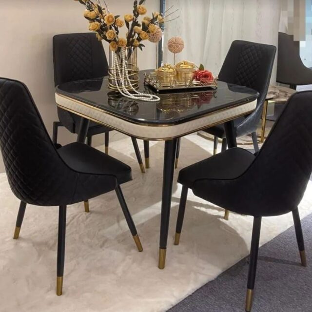 Marble dinning table with 4 chairs