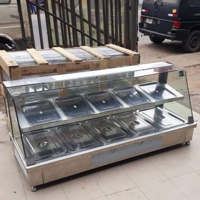 Locally made food and snacks warmer display for sale in Alaba