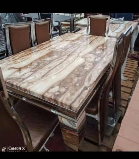 Marble dinning table with 6 Chairs