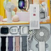 3in1 combo package(smart watch, rechargeable mini fan & earbud)