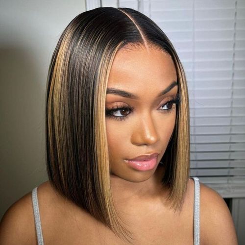 WOWANGEL Highlight Straight Short Bob Wig HD Lace Closure Glueless Wig – 12inche